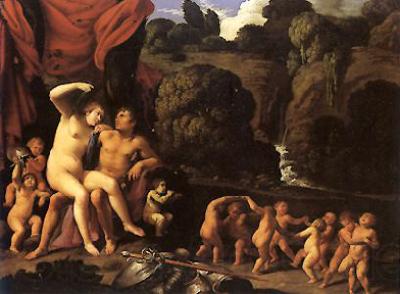 Carlo Saraceni Mars and Venus, with a Circle of Cupids and a Landscape Germany oil painting art